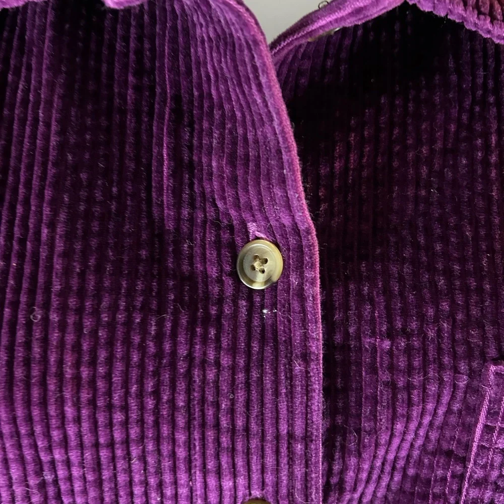 LLBean vintage 1990s plum, purple corduroy, long sleeve button-down shirt - Picture 2 of 8